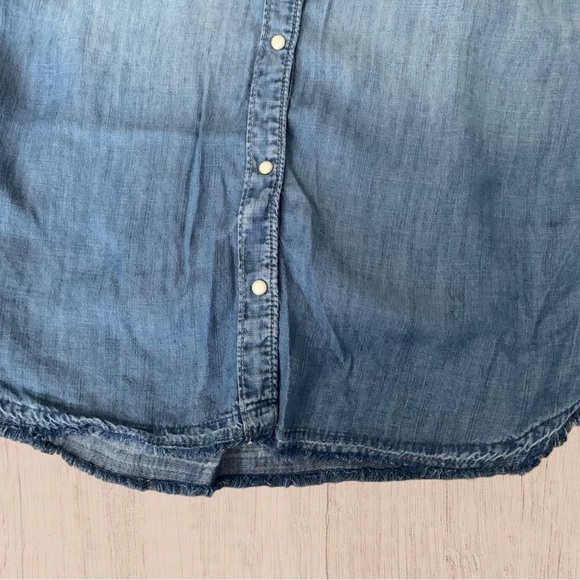 raw hem denim shirt button‎ up - Picture 7 of 9
